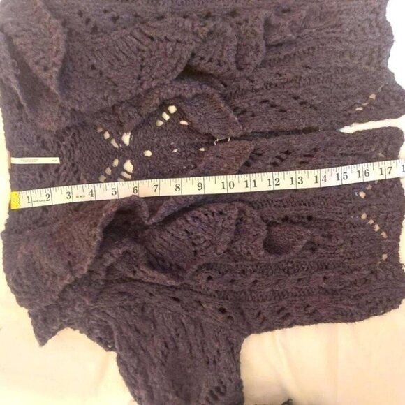 Free People Whimsigoth Knit Cardigan Small Ruffled Open Knit Fairy Grunge - Picture 11 of 12